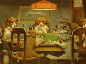 Hunde spielen Poker 4 Lustiges Haustiere Ölgemälde